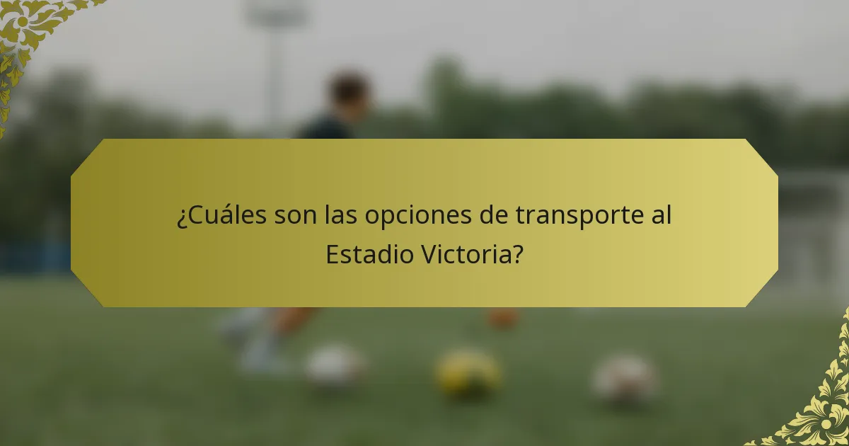 ¿Cuáles son las opciones de transporte al Estadio Victoria?