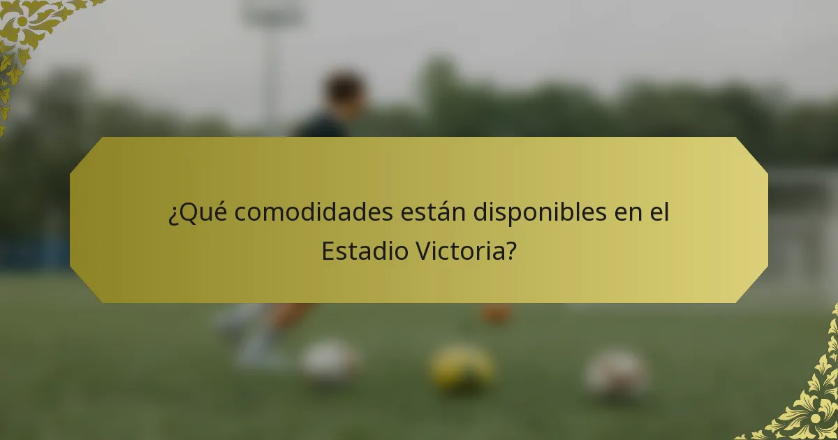 ¿Qué comodidades están disponibles en el Estadio Victoria?